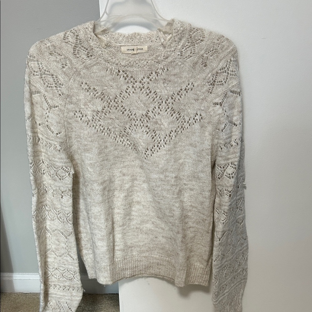 Grade and Gather Beige Lace Knit Sweater Size small
